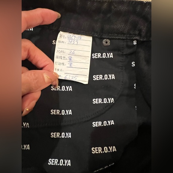 SER.O.YA Margot Cuffed Wide Leg Jeans Midnight Distressed NWOT Size 26 Revolve - Picture 9 of 12